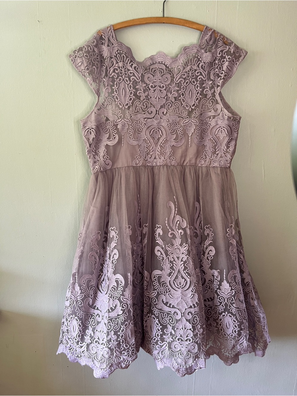 Chi Chi London lavender Lace Fit-and-Flare Prom Dress